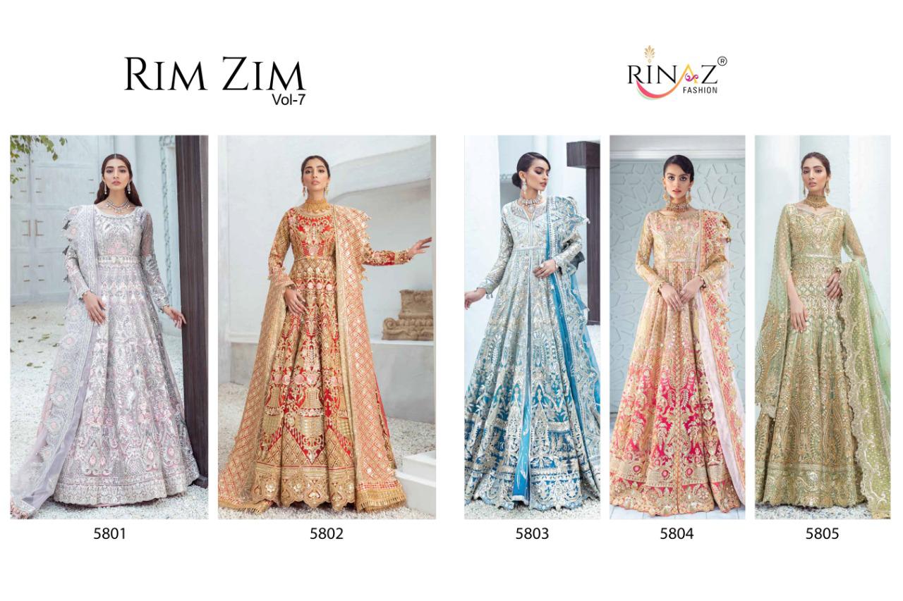 Rinaz Rim Zim 7 Latest Fancy Designer Heavy Wedding Wear Embroidery Pakistani Salwar Suits Collection

